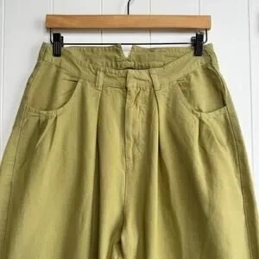 MNK Wide-Leg Cotton Pants in Olive Green